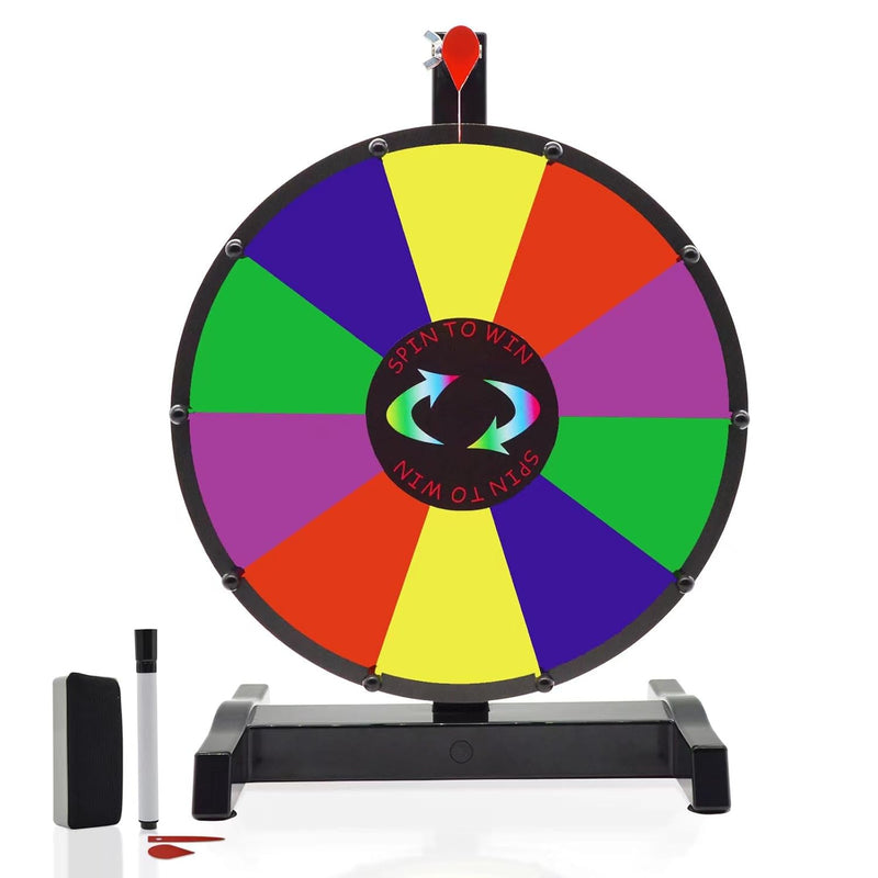 12 Inch Spinning Prize Wheel, Heavy Duty Base With 10 Slots Color Tabletop