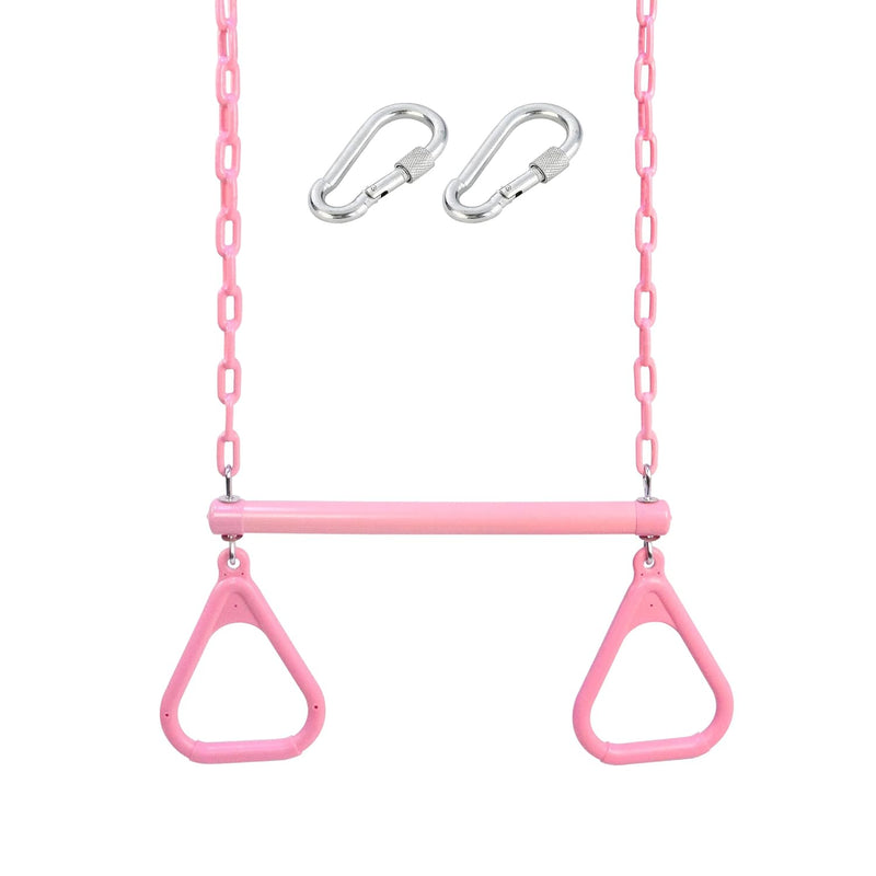 18" Pink Trapeze Swing Bar Rings 48" Heavy Duty Plastic Coated Chains Swing