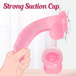 8.3'' Realistic Silicone Dildo with Suction Cup & Curved Shaft, Harness Compatible