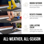 100% Waterproof All-Season WeatherMax Doormat, Durable Natural Rubber, Stain and Fade Resistant, Low Profile, Indoor Outdoor Door Mats, Easy Clean Patio Entrance Mat, 17x29, Gray Diamond