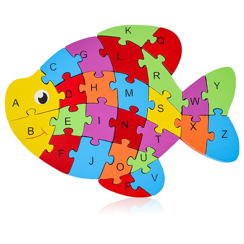 LovesTown Goldfish Wooden Puzzle, 26PCS Jigsaw Puzzle Alphabet and Number B