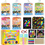24-Pack Rainbow Scratch Art Kit for Kids, Party Favors for 4-8-12 Year Olds