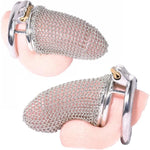 Stainless Steel Mesh Penis Cage Cock Ring Male Chastity Device, Flexible Metal Mesh Chain Designed Cock Penis Cage For Adult Male Sex Toys