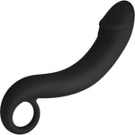 F-19 6.9 Inch Prostate Milking Anal Plug Adult Sex Toy - Realistic Curved Prostate Massaging Device For Men - 100% Body-Safe Silicone, Flexible For Easy Insertion, Ring Base (Black)
