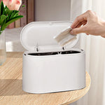 Mini Trash Can With Lid - Removable Small Garbage Can, Tiny Plastic Trash Bin, P