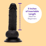 Lifelike Lover Realistic Dildo - 6 Inch Suction Cup Dildo For Women - Beginner Friendly With Flexible Shaft And Balls - Harness Compatible Strap On - Adult Sex Toy - Black