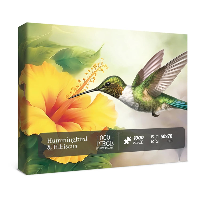 Hummingbird Picking Flowers Puzzles For Adults 1000 Pieces, Bird Flower Jig