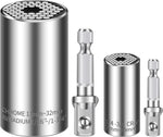 Universal Socket Set (11-32mm 7-19mm) Super Socket for Unscrew Any Bolt Multi-Function Universal Socket Tool Kit with Power Drill Adapters Gifts for Men, Father/Dad, Husband, DIY Handyman 4PCS