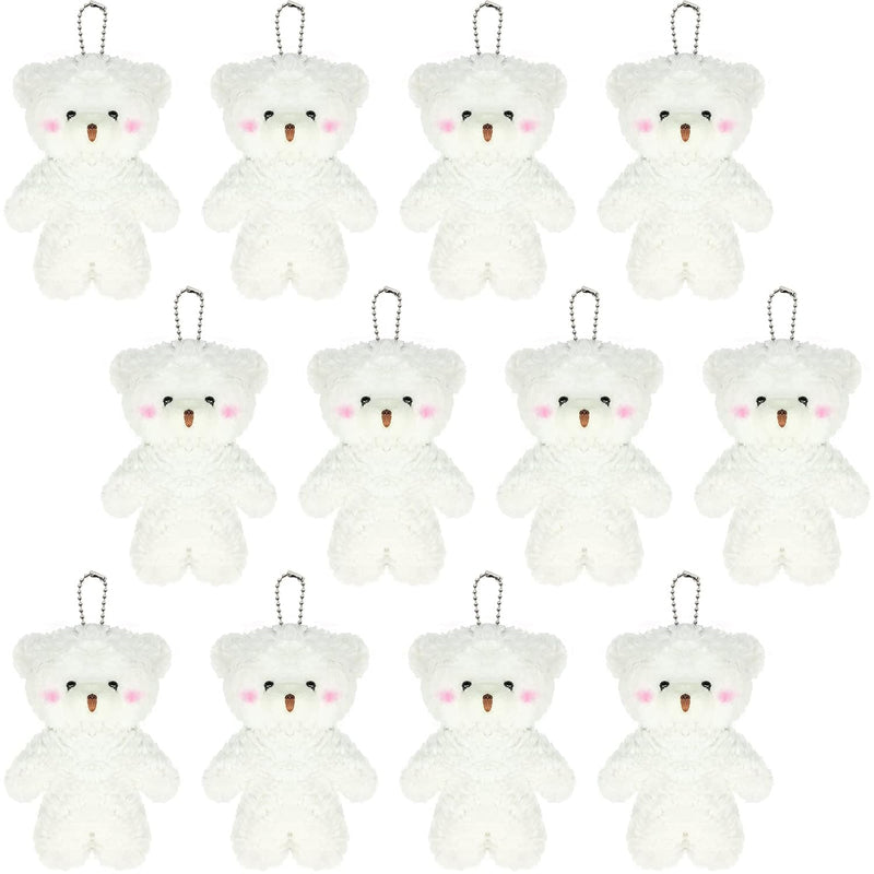 12 Pack Mini White Teddy Bears , 4.7 Inch Tiny Soft Stuffed Teddy Bear, Mini P