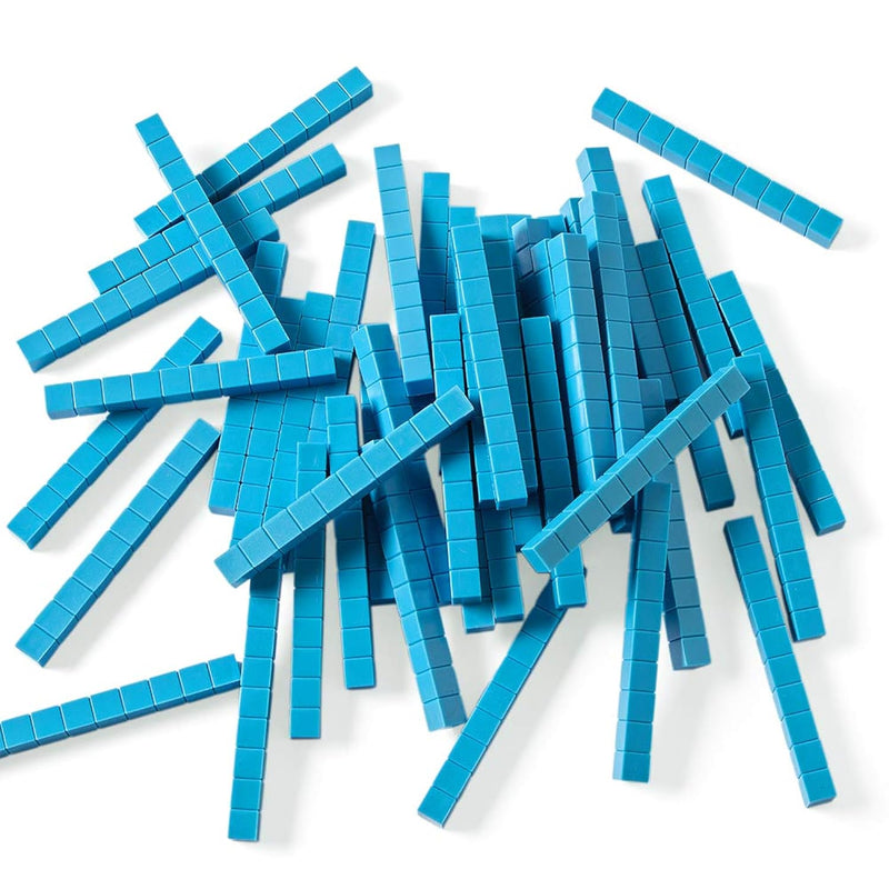 hand2mind Blue Plastic Base Ten Blocks Rods Set, Place Value Blocks, Counti