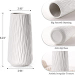 White Ceramic Vase for Home Decor, 8 Inch Vase for Flowers, Modern Art Texture Vase for Decor Centerpieces Entryway Shelf Living Room Table Decor