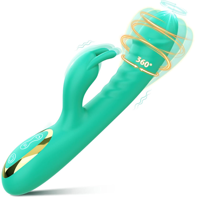 Vibrator Rabbit Sex Toys With 10 Vibrating Modes & 3 Rotating Modes, Clitoris G-Spot Vibrator For Breast Nipples Vaginal Butt Plug Stimulation, Realistic Dildos Adult Toy For Women (Robin Egg Blue)