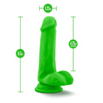 Blush Neo Elite Dual Density 6 Inch Dildo - 1.25" Thick Shaft - Realistic Silicone Dildo - Strap On Sturdy Suction Cup Penis For Hands Free Play - Adult Sex Toy For Women, Men, Couples - Neon Green