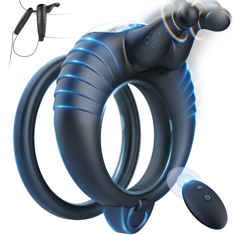 Vibrating Cock Ring Adult Sex Toys With Clitoral Vibrator, Silicone Penis Ring Remote Control Vibrators With 10 Vibration Modes, Waterproof Male Sex Toys For Men Couples Cock Rings Adult Toys
