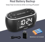 Glow Small Alarm Clock Radio for Bedrooms with 7 Color Night Light, Dual Alarm, Dimmer, USB Charger, Battery Backup, Nap Timer, FM Radio with Auto-Off Timer for Bedside