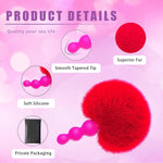 Small Rabbit Tail Anal Plug?Silicone Anal Sex Toys For Beginners?Butt Plug For Cospaly?Small Size For Long Time Comfortable Wear (Red)