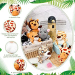 40 Pack Mini Stuffed Jungle Animals In Bulk 4.7 Inch Safari Plush Toys,Lion Tiger Elephant Giraffe Leopard Monkey Hippo Zebra Forest Plush Dolls For Animal Theme Party Favors Classroom Award