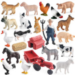 Farm Animal Figures Toys For Kids Toddlers, 22Pcs Farm Figurines Playset Includes Farmer Tractor Figures, Realistic Barn Toy Pretend Play Set For Boys Girls 3-12 Years Old