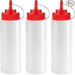 Condiment Squeeze Bottles for Sauces Liquids - 12 OZ Kitchen Squirt Bottles for Liquids - Plastic Condiment Bottles for Sauce, Ketchup, Dressing, Oil - Easy Pour & Clean