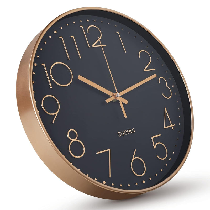 Silent Wall Clock 12 Inch Non-Ticking Wall Clocks Battery Operated For Living