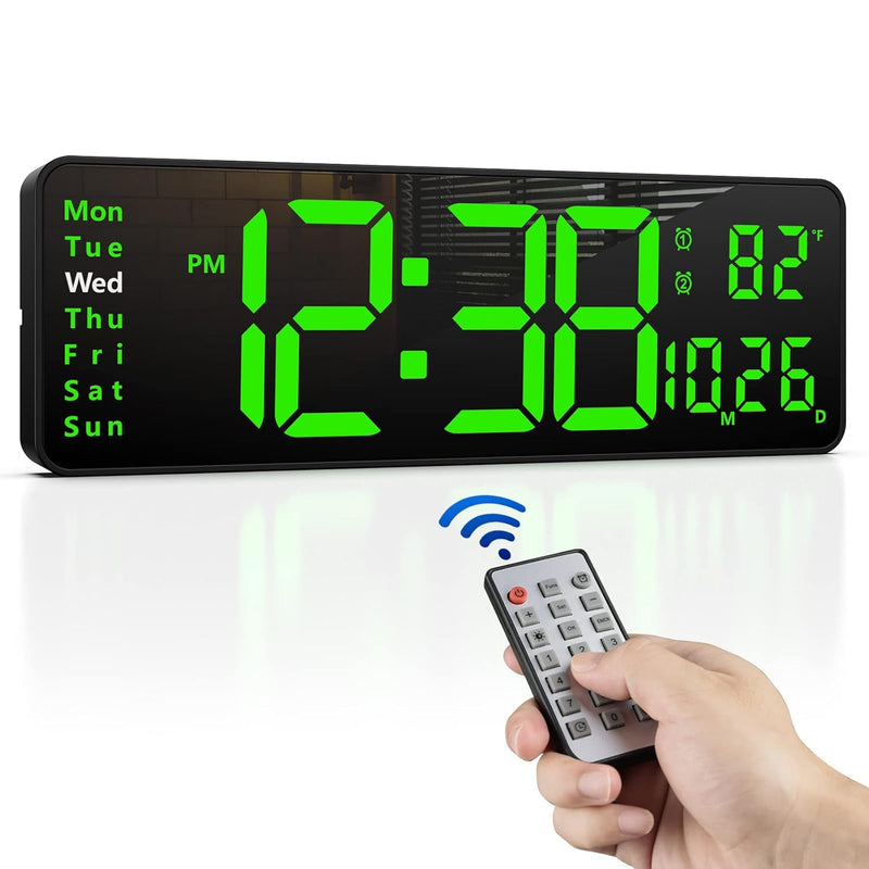 16" Large Digital Wall Clock With Remote, Large Display Led Wall Clock For Liv