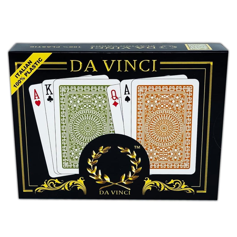 Palermo, Italian 100% Plastic Playing Cards, 2 Deck Set With Hard Shell Cas