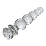 Glass Penis Pleasure Wand Anal Plug, Beads Transparent Crystal Butt Plug With Flared Base Adult Sex Toy