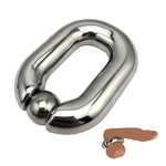 Stainless Steel Bondage Penis Ring Oval Ball Ring Scrotum Pendant Ball Heavy Scrotum Bondage Cock Ring Cock Ring Sex Toys For Men (S)