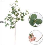 6Pcs Artificial Eucalyptus Stems Tall 24" Faux Eucalyptus Branches Fake Greenery Plants Stems for Vase Home Party Wedding Decorations