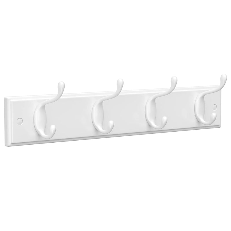 Wall-Mounted Coat Rack, Hook Rack, 4 Dual Metal Hooks, For Coats, Bags, Keys, In