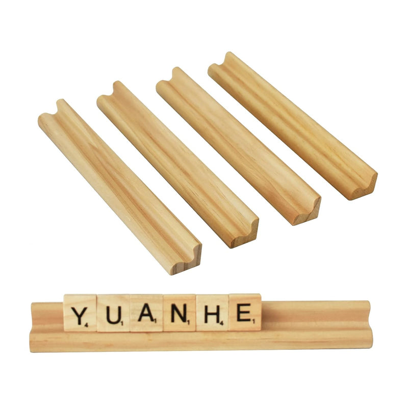 Yuanhe Scrabble Letter Tile Holders - Wooden Scrabble Rack Tray Set of 4, f
