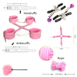 BDSM Restraints Kit 15Pcs for Couples Beginner Bondage Set Paddle Pink