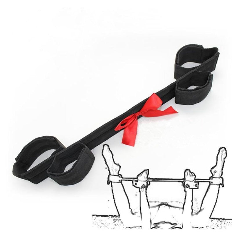 Handcuffs Set Restraints Toys Flirt Leather Bondage With Ankle Cuffs Spreader Bar To Fix Hands And Feet,Constrain Bowing Stretching Legs,Slaves' Shackles Sm Special Adult Sex Tools Black