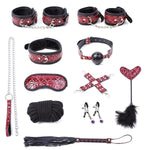 10Pcs Sex Bdsm Bondage Restraints Kit Sm Sex Toys With Blindfold Mouth Gagbondage Rope Cross Buckle Nipple Clamp Handcuffs Leg Cuffs Leash Collar Whip Feather Stick Adult Games Sex Toys For Men Women