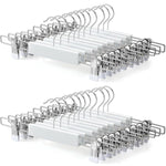 Wooden Pants Skirt Hangers Space Saving 20 Pack, Wide Adjustable Clip Hanger For