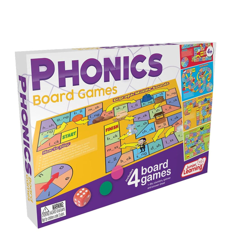 Junior Learning Phonics Board Games Set, 6 Counters, Ages 4-5, Language Ski