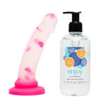 Heart Realistic 8 Inch Dildo And Enjoy Water Based Lube 8.5 Fl Oz - Female Sex Toys Bundle