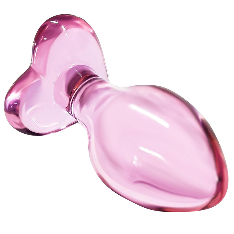 Crystal Glass Butt Plug,Pink Glass Anal Plug,Crystal Butt Plug,Loving Heart Glass Anal Plug,Anal Masturbation Plug For Men Women Gay And Couples