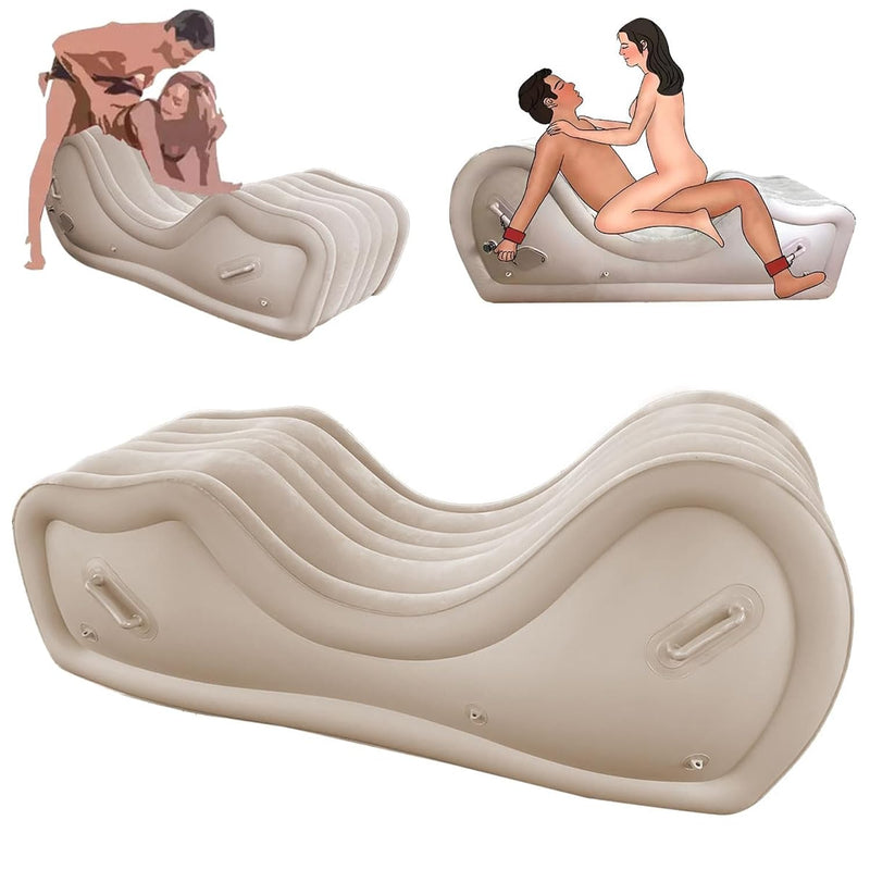 Inflatable Sex Sofa Chair With Automatic Air Pump, Sex Bondage Furniture For Couples Bdsm Games, Adult Sex Toys Ramp Cushion Pillow For Women Sexual Pleasure, Khaki
