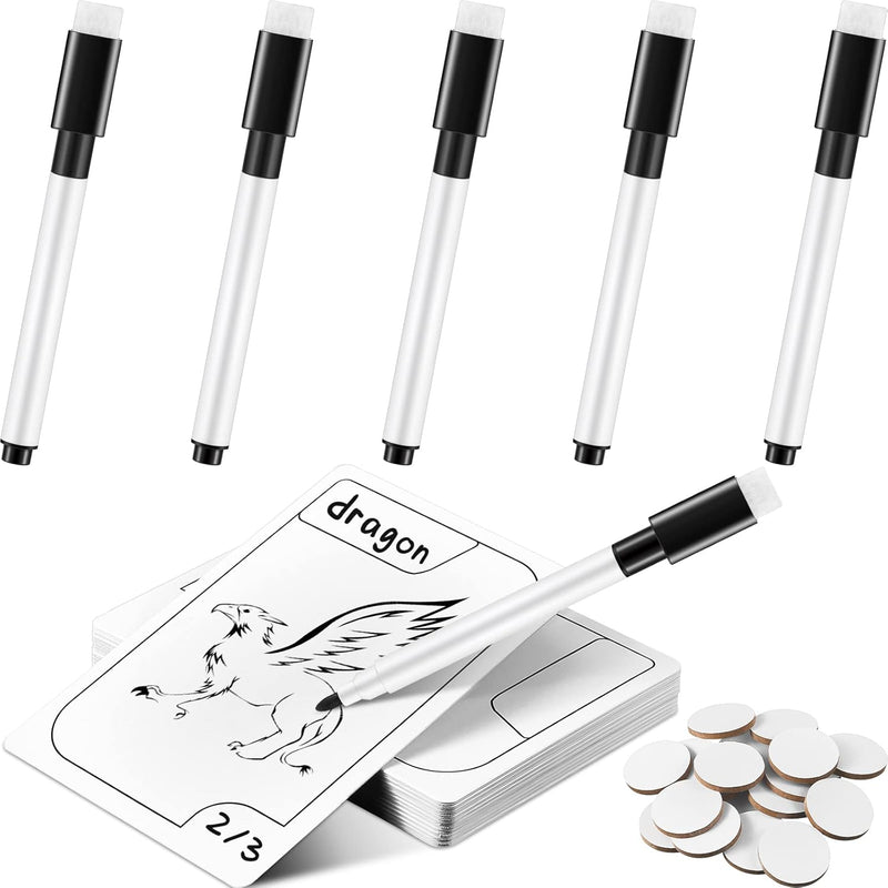 24 Pcs Reusable Cards Multifunctional Tokens Dry Erase Cards White Blank Fl