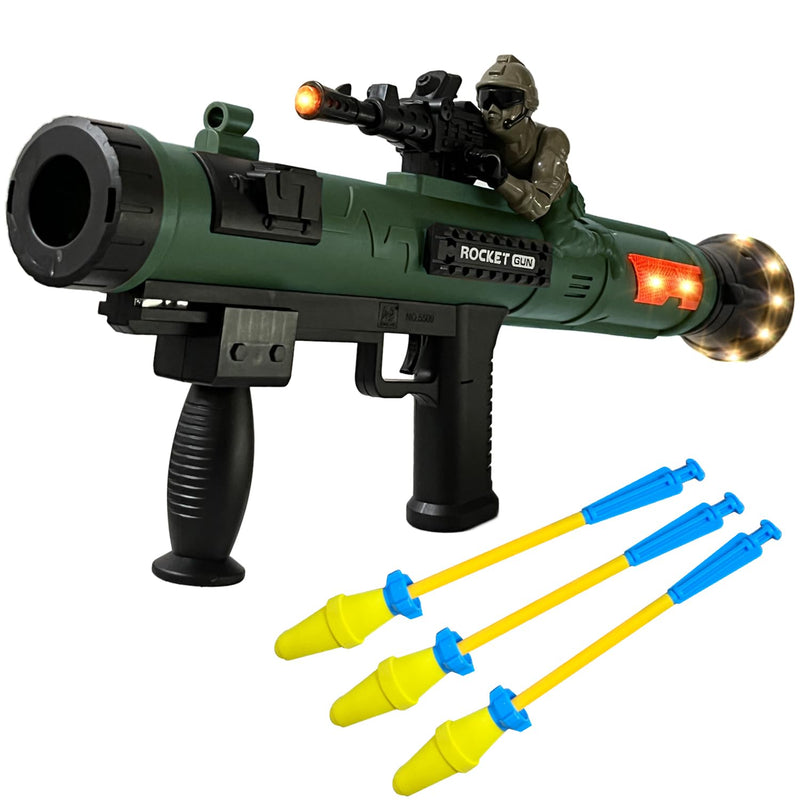 Toy Rocket Launcher, Rocket Gun With 3 Foam Rockets, Toy Rocket Barrel Laun