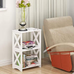End Bedside Table 3 Tier - Perfect for Small Spaces, Living Rooms, Offices & Dorms | Compact Bathroom Nightstand Shelf - White
