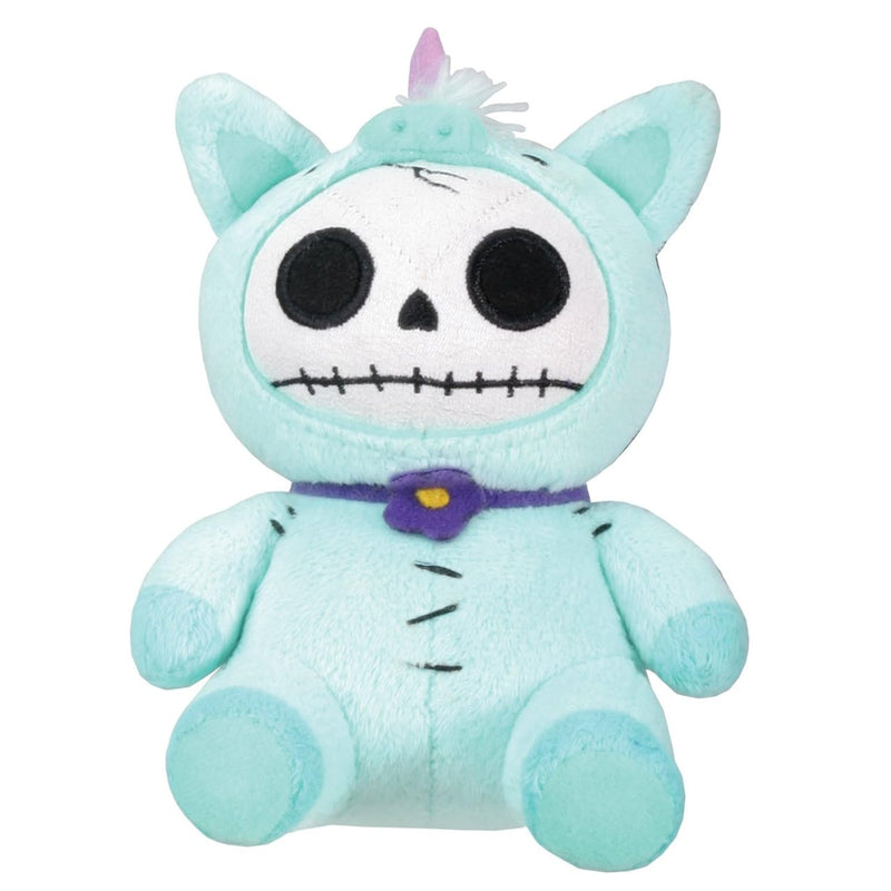 Furrybones Teal Unicorn Unie Wearing Purple Daisy Collar Small Plush Doll