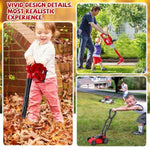3 Pcs Toy Gardening Tool Set For Kids Toy Leaf Blower Weed Trimmer Push Lawn Mower Pretend Play Set With Lights And Sounds Christmas Birthday Gifts For Boys Girls