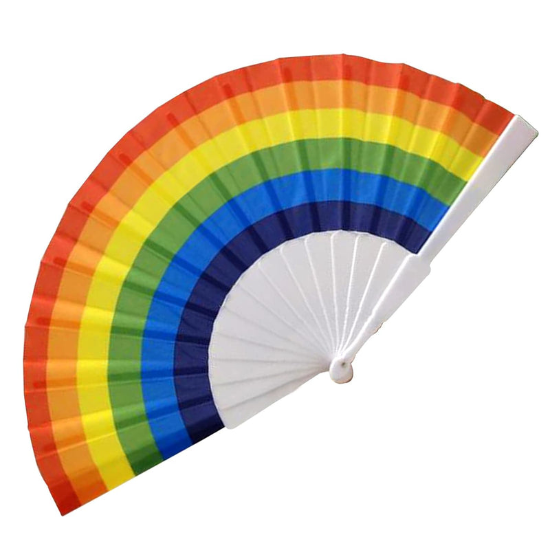 Rainbow Pride Folding Fan โ 9In Handheld Clack Fan For Raves, Festivals & Para