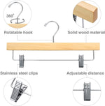 Wooden Pants Hangers with Clips 25 Pack, Wood Skirt Hangers for Women, 14 Inch Hangers for Pants with Clips, Solid Wood Pants Hangers for Men, 360 Swivel Hook Bottom Hangers (Natural)