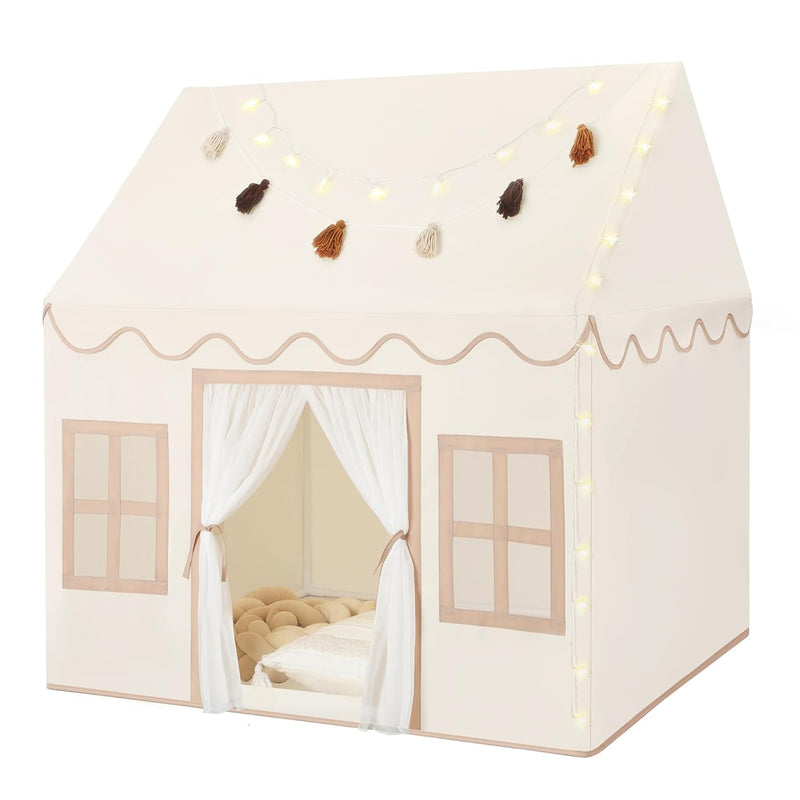 Kids Play Tent Indoor: With Mat, Tassel Garland, Star Lights Toddler Girl T