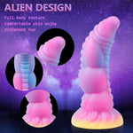 Huge Knot Ribbed Dildo 7.87 Inch Luminous Thick Silicone Dildo For Women, Flexible And Soft, Monster Fantasy Dildo, Beginner Adults Sex Toy, Anal Dildo With Suction Cup