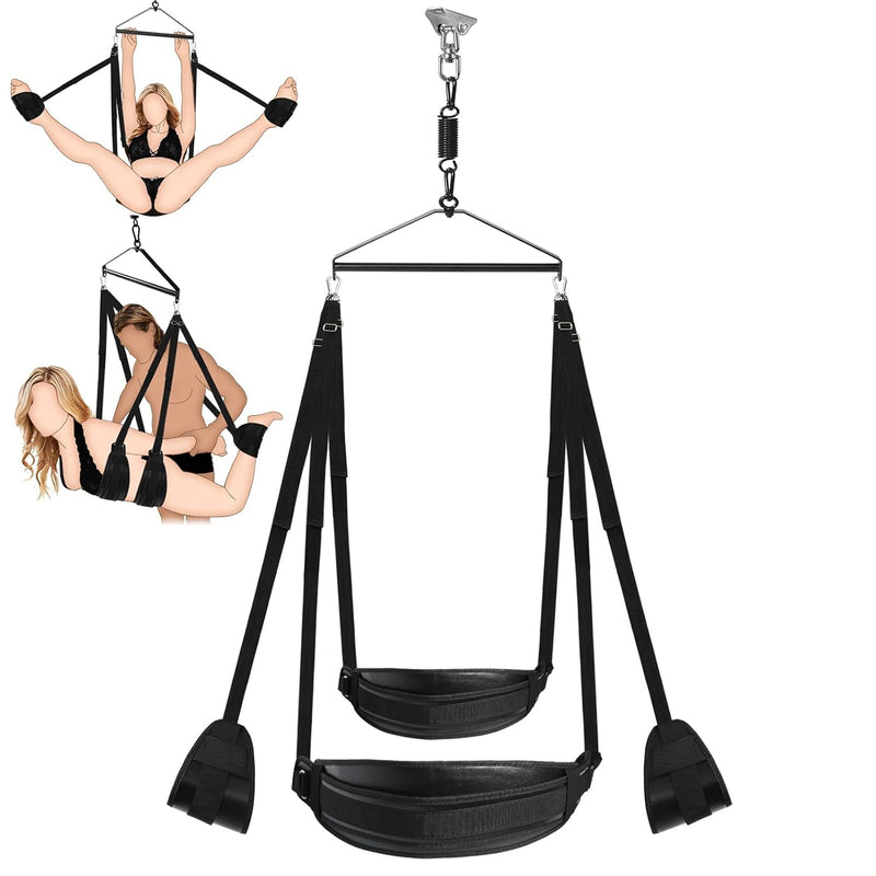 Bdsm Sex Swing For Couple, Heavy Duty 360 Degree Spinning Indoor Ceiling Swing With Triangle Hanging Apparatus And Adjustable Slings Soft Pads, Adult Sex Toys Sex Furniture, Holds Up To 800 Lbs
