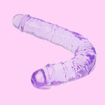 11.8 * 1.37 Inches Double Dildo Crystal Jelly Realistic Anal Long Dildo Penis Soft And Flexible With Veins And Glans Adult Sex Toys For Women/Men/Lesbian Purple